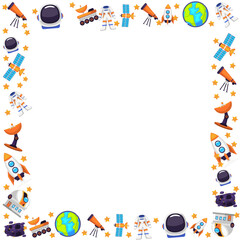 decoration and ornament astronaut theme astronaut equipment square border frame