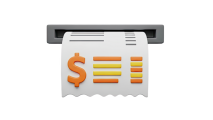3D Receipt with Dollar Sign and Payment Data