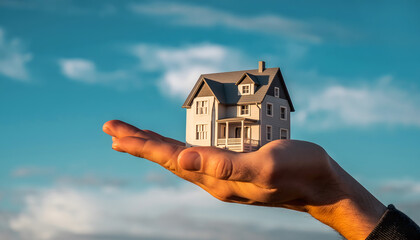 Hand Holding Miniature House Concept