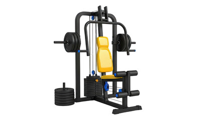 Multi-functional Home Gym Machine with Yellow Upholstery