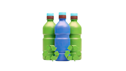 Recycling symbol with plastic bottles