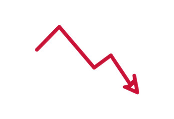 Red downward trend arrow symbolizing loss or decline in data.