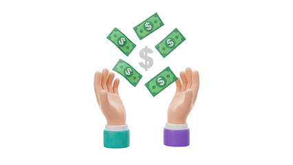Hands Reaching for Falling Money