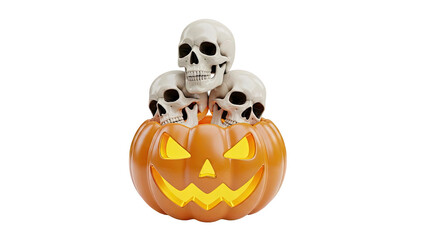 Jack-o'-lantern with three skulls