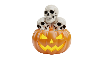 Jack-o'-lantern with three skulls