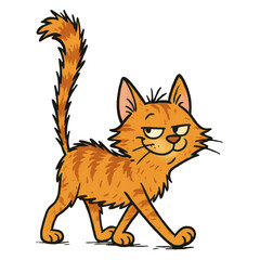 Ginger Cat's Animated Stroll: A ginger cat walks with confidence, its playful expression and stylish swagger bringing life and joy, a testament to its animated charm.