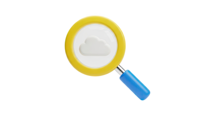 Magnifying glass inspecting a cloud icon