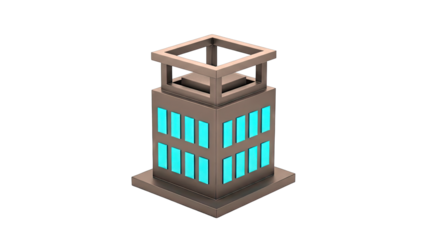 Modern Isometric Building with Blue Windows