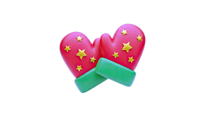 Red Christmas Mittens with Yellow Stars