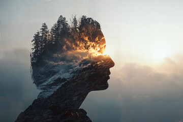 Man with Forest Landscape in Profile.