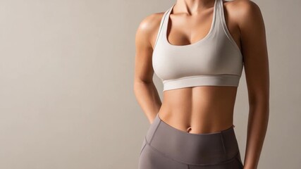 Fitness Figure in Workout Gear: A fit individual showcases their physique in workout apparel, emphasizing strength and healthy lifestyle. 