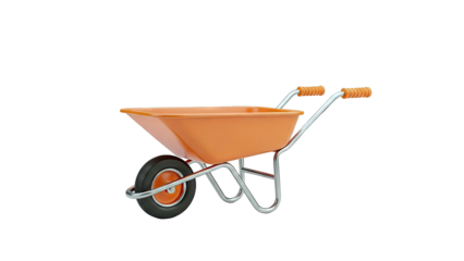 Orange Wheelbarrow with Silver Frame and Black Wheel