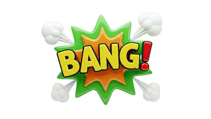 3D "BANG!" Comic Book Style Explosion with Smoke Puffs
