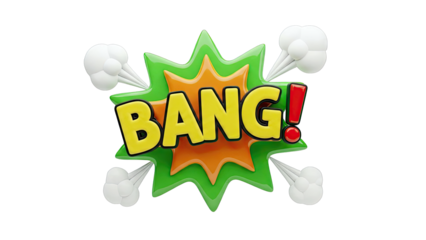 3D "BANG!" Comic Book Style Explosion with Smoke Puffs
