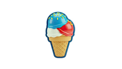 Red, White, and Blue Ice Cream Cone with Sprinkles