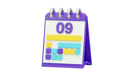 3D Calendar with number 09 displayed