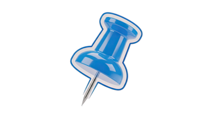 Blue Pushpin on White Background