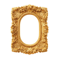 Ornate gold picture frame with intricate detailing and a blank center.