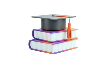 Graduation Cap on Stack of Books