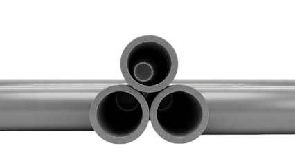 Three Gray PVC Pipes Stacked