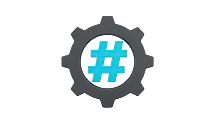 Obraz premium Hashtag Symbol Inside a Gear