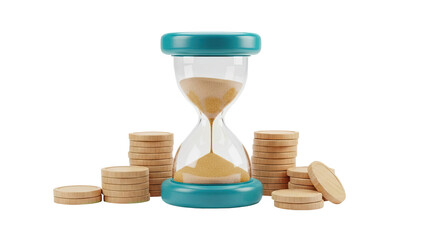 Hourglass with stacks of coins