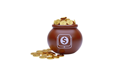 Pot of Gold Coins with Dollar Sign Icon
