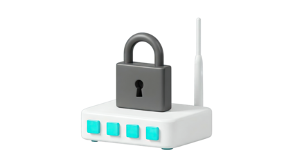 Router with Lock and Antenna - Network Security Concept