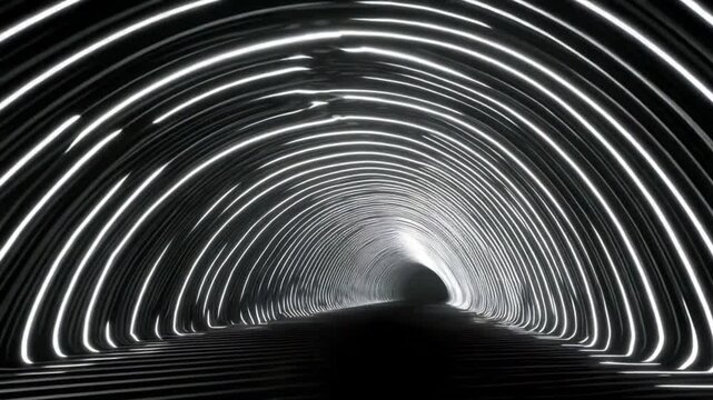 Tunnel of Lights: An ethereal tunnel crafted from brilliant glowing lines invites you into a mesmerizing world. The bright pathway draws your eye deeper into the infinite dark space.