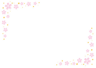 Japanese Cherry Blossom Floral Frame Background with White Space