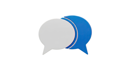 Two Intersecting Speech Bubbles Icon - White and Blue