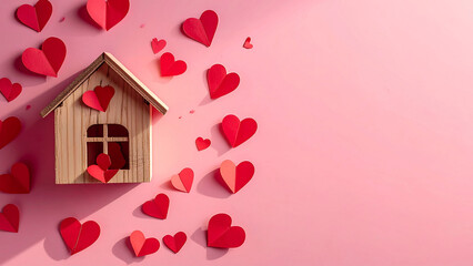 Valentine's day special pink house with heart