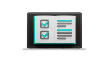 Laptop displaying checklist and list with checkboxes and lines