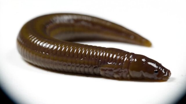 Brown Leech Close-up on White Background.