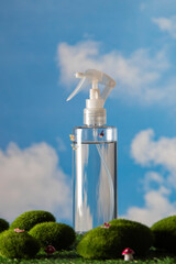 Macro Detail of an Atomizer Nestled in a Tiny Fungal and Insect World