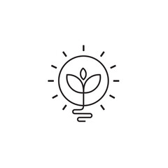 plant logo with glowing bulb in line art design style