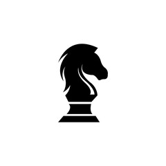 horse chess logo with black silhouette vector design style