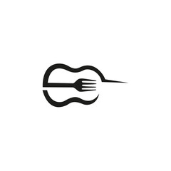 guitar fork logo with flat vector design style
