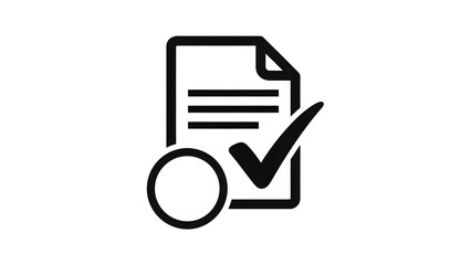 Document with a checkmark and circle icon representing confirmation, verification, or task completion
