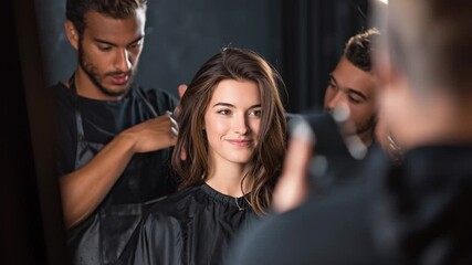 Hairdressers Learning Professional Hair Coloring Techniques in Salon