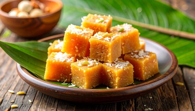Goan Dodol Bite-Sized Pieces. Traditional Indian Food