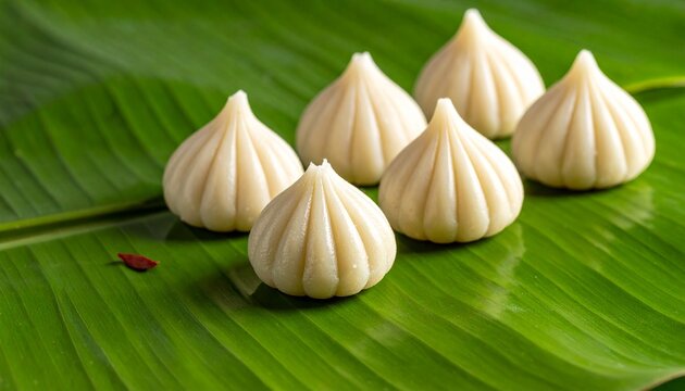 Modak Steamed Dumpling Close-Up. Traditional Indian Food