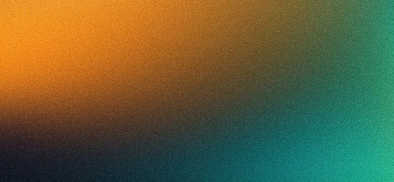 Abstract grainy background, teal orange dark vibrant color gradient, noise texture poster header banner backdrop design