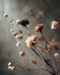 Aesthetic Display of Dried Flowers Featuring Soft Tones and Delicate Shapes Creating a Vintage Ambiance for Home Decor