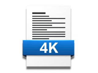 High resolution 4k document file icon isolated on transparent background. Document with 4k label