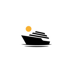 cruise ship logo in flat vector design style