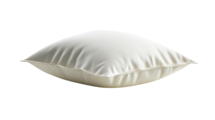 A soft comfortable cream color pillow with visible fabric texture and piping detailing is perfect for showcasing bedding products or home decor items in various lifestyle contexts.