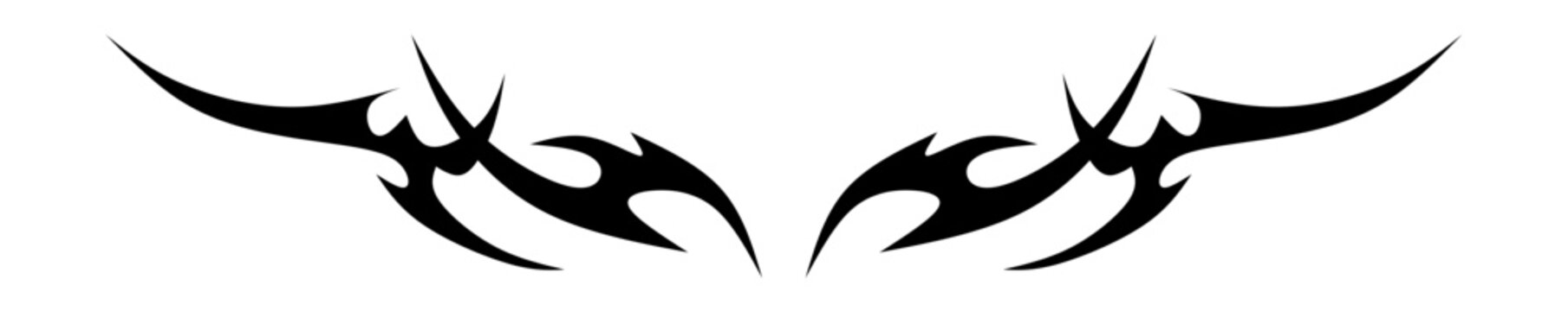 Neo tribal Element y2k gothic style tattoo Cyber sigilism spikes sparks, spiky y2k aesthetic vector set