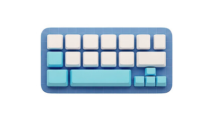 Minimalist Keyboard Layout with Blue and White Keycaps