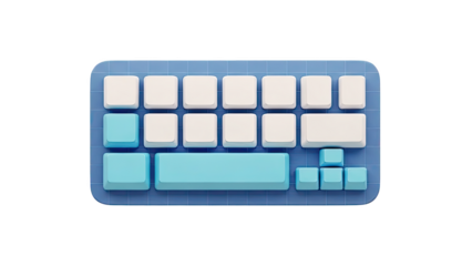 Minimalist Keyboard Layout with Blue and White Keycaps